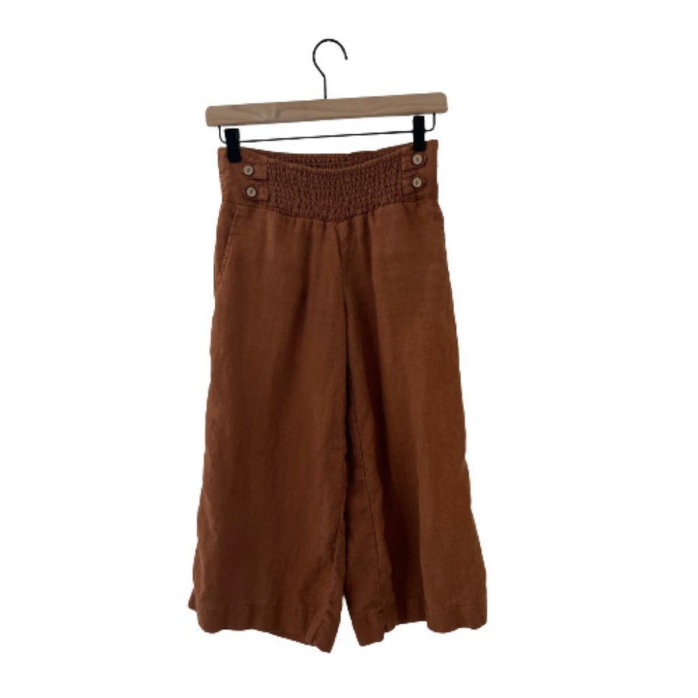 Anthropologie Daughters of the Liberation Wide Leg Cropped Linen Pant
